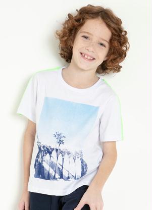 Camiseta Infantil (Branca) com Estampa e Cadarço