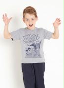 Camiseta Infantil Cinza com Estampa Frontal