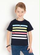 Camiseta Infantil Marinho com Estampa em Listras