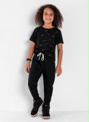 Camiseta Infantil Preta com Estampa Frontal