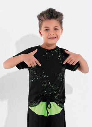 Camiseta Infantil (Preta) com Estampa Frontal