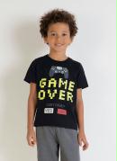 Camiseta Infantil Preta com Estampa Neon Rovitex