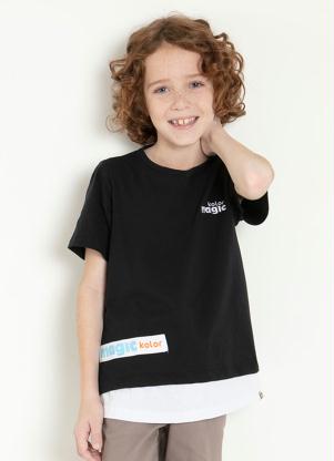 Camiseta Infantil (Preta) com Sobreposição