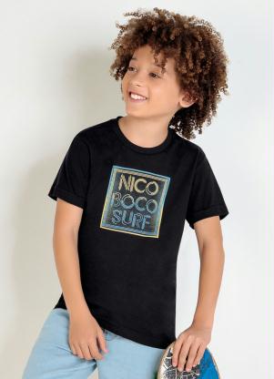 Camiseta Infantil (Preta) Estampa Frente Nicoboco