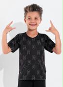 Camiseta Infantil Rock Roll com Decote V
