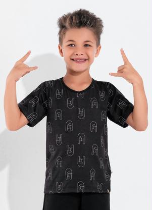 Camiseta Infantil (Rock Roll) com Decote V