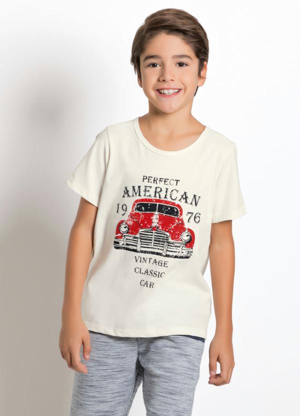 Camiseta (Off White) com Estampa Perfect American