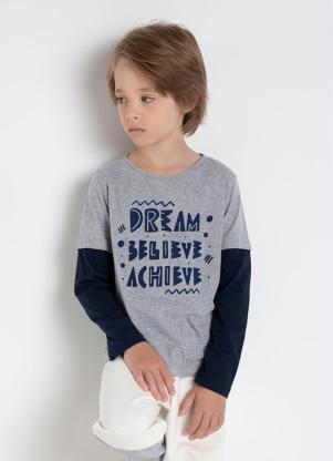 Camiseta Infantil (Mescla) com Estampa Frontal