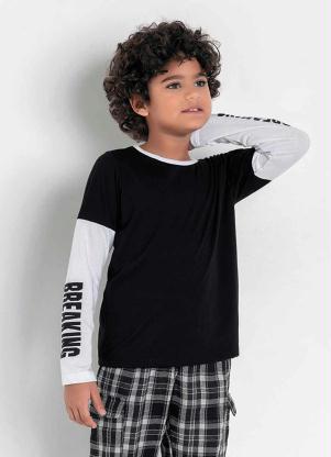 Camiseta Infantil (Preta e Branca) Mangas Longas