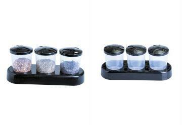 Kit Potes Condimentos com Suporte 3 Pe�as