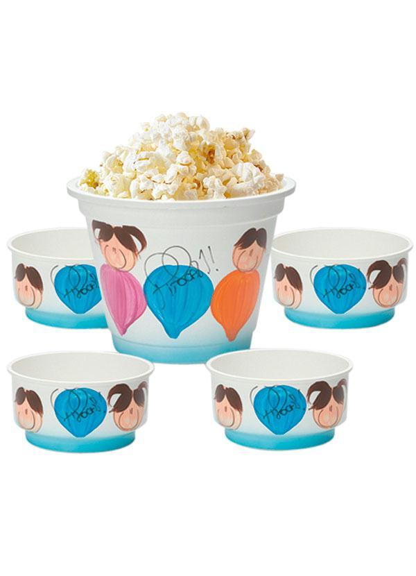 Kit para Pipoca com 5 Peas Decorados